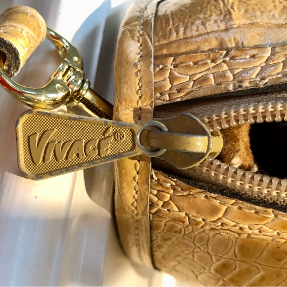 Vintage Vivace’ shoulder satchel. Embossed tan leather, beautiful condition - Picture 11 of 15